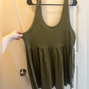 American eagle babydoll scallop-trim dress in olive green